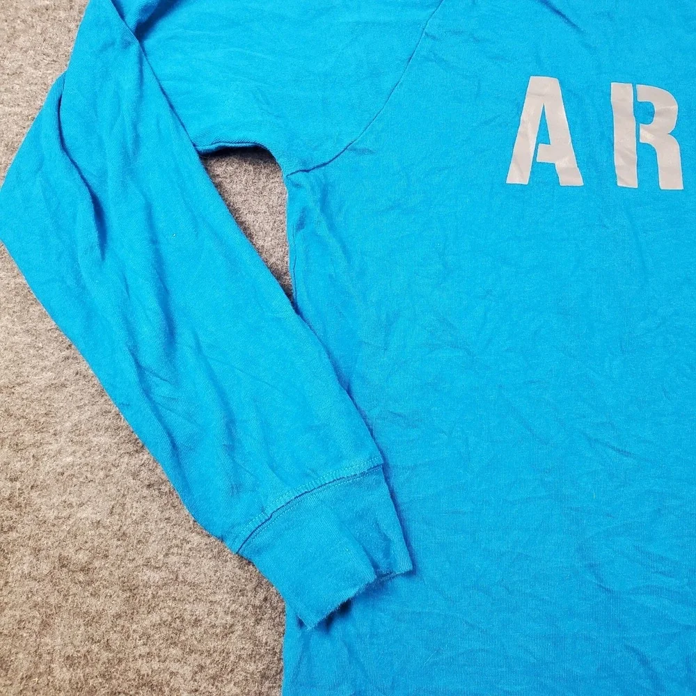Ariat Shirt Mens Medium Blue Long Sleeve Rebar Block Spell Out Graphic Work Wear